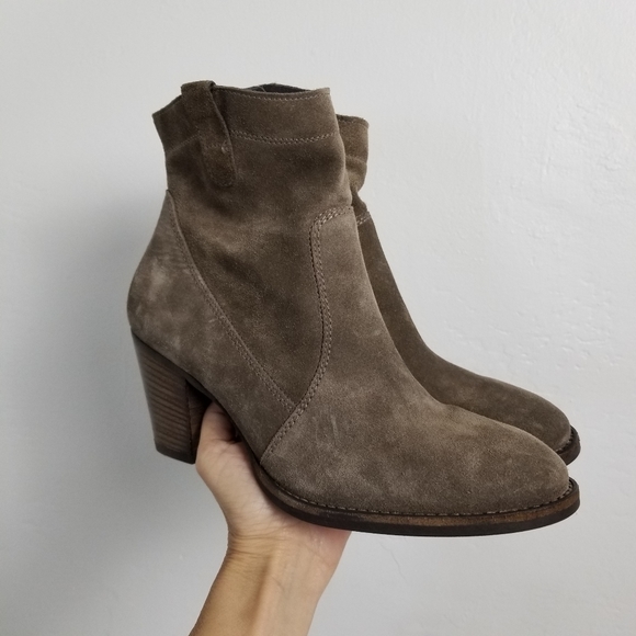 Paul Green Echt Leder gray Suede leather stacked Heel Ankle Boot 7.5 - Picture 10 of 11